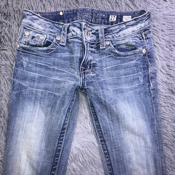 Miss Me Jeans Womens 27 Bootcut Embellished Pocket Medium Wash Flare Bell Bottom - Picture 5 of 15